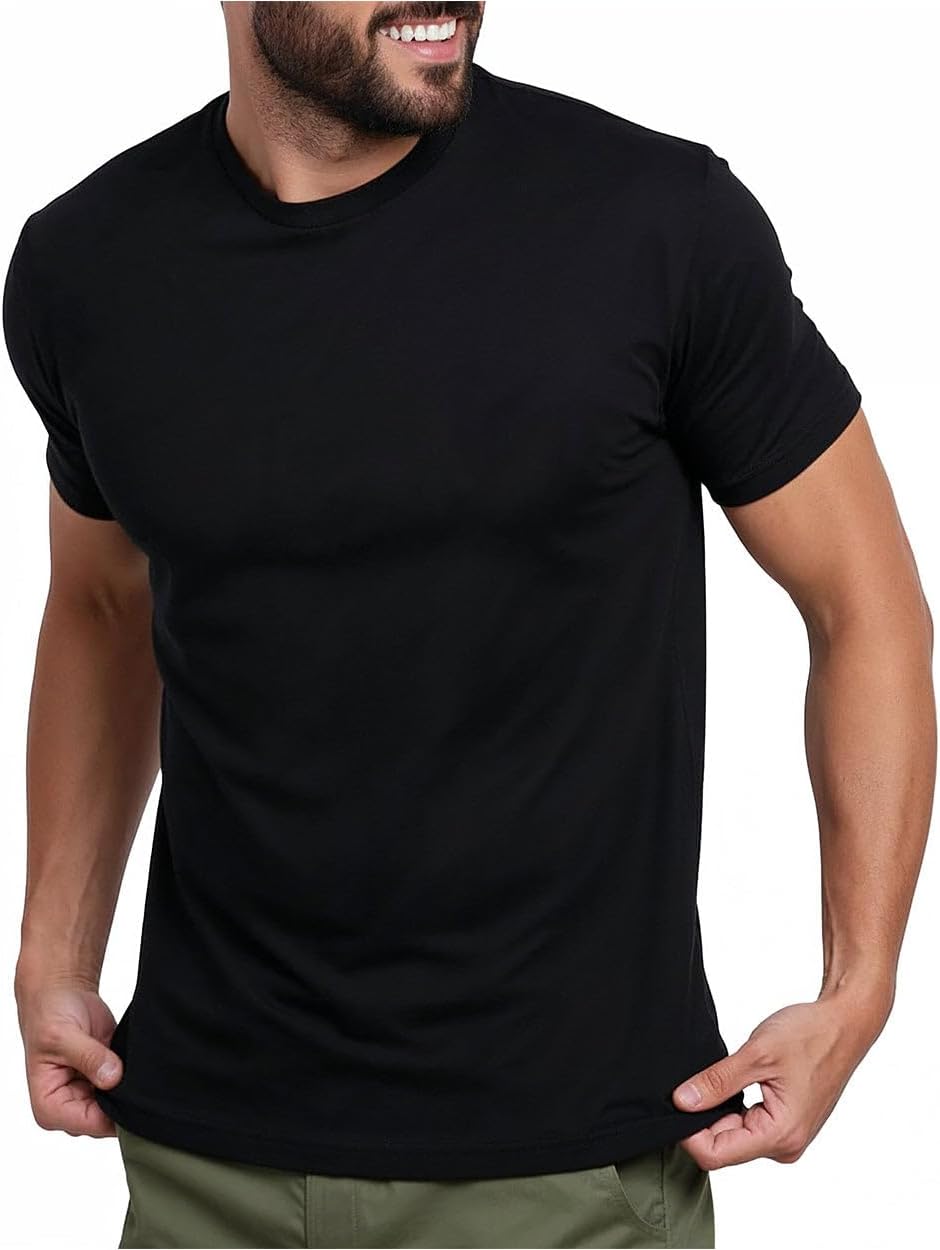 51GobBJ0RPL._AC_SL1250_.jpg Mens T Shirt - Short Sve Crew Neck Soft Fitted Tees S - 4XL Fresh Classic Tshirts - Image 1