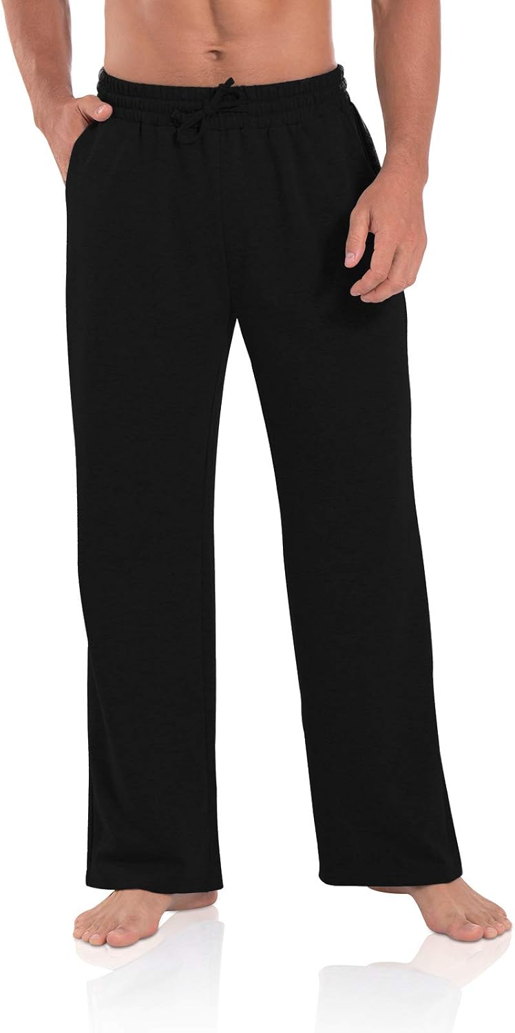61VCnkJALHL._AC_SL1500_.jpg Men's Joggers Sweatpants Open Bottom Straight Leg Casual Loose Fit Running Athletic Jersey Pants with Pockets - Image 1