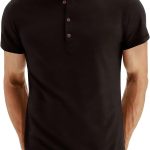 Men's Fashion Casual Front Placket Short/Long Sve Henley T-Shirts Cotton Shirts