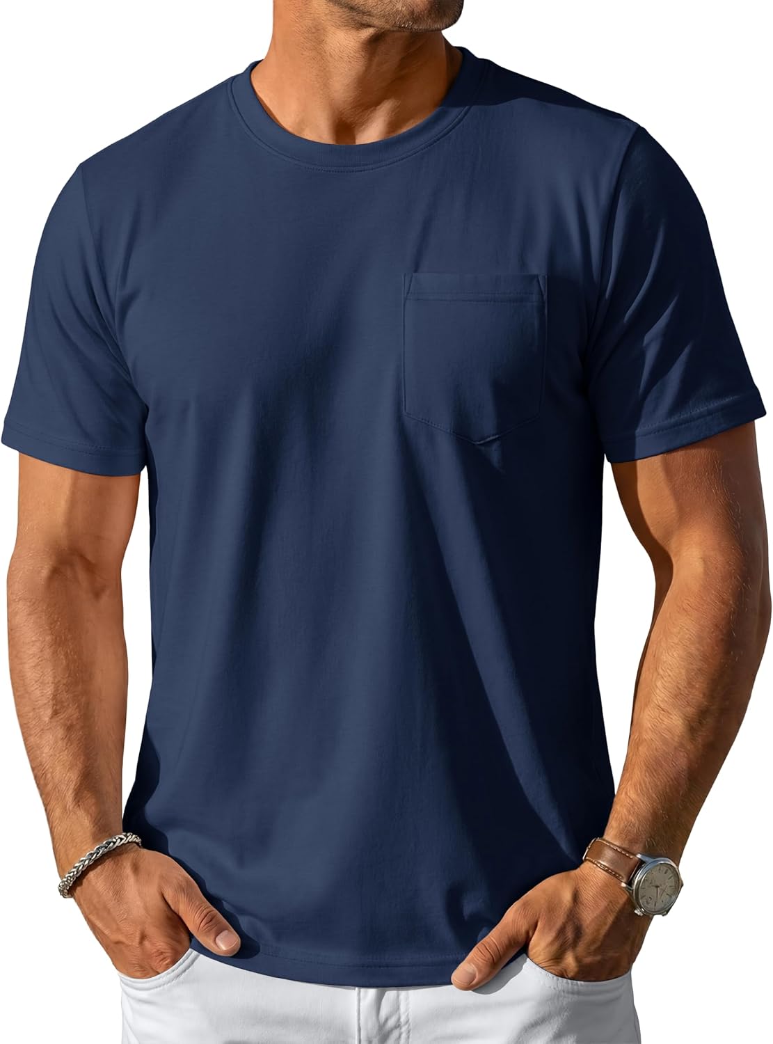 71h9GkYf1bL._AC_SL1500_.jpg Mens Pocket T Shirts Short Sleeve Cotton Moisture Wicking Plain Tshirts Casual Lightweight Summer Basic Tees - Image 1