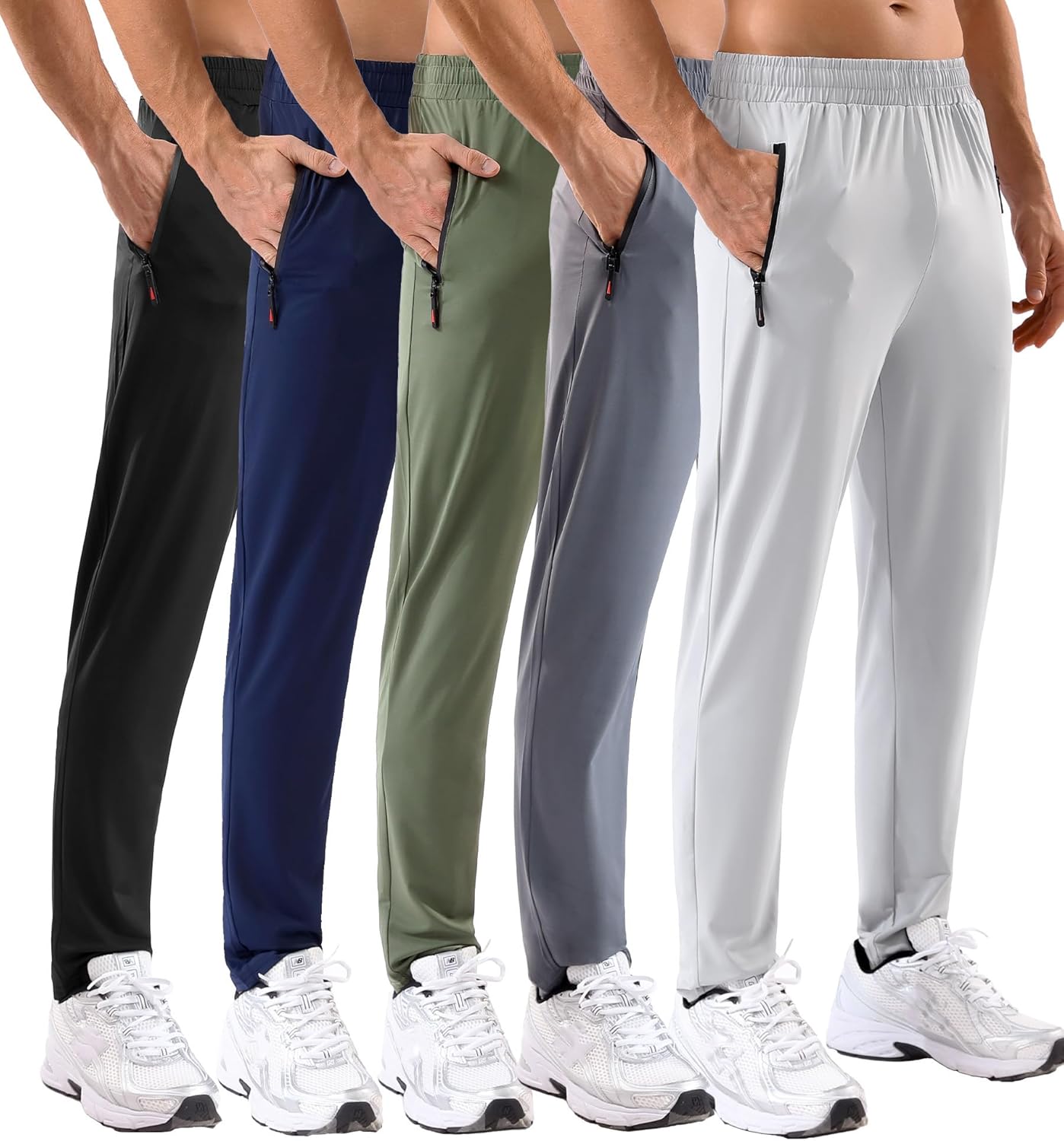 71mWLjKalBL._AC_SL1500_.jpg 5 Pack Men's Sweatpants with Zipper Pockets Stretch Lightweight Athletic Track Activewear Pants for Men Joggers - Image 1