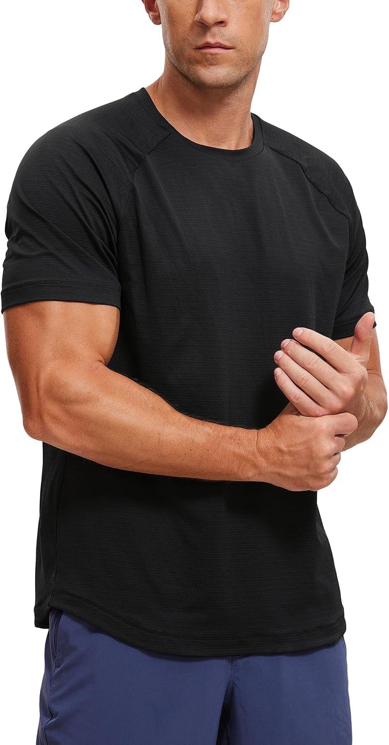 81LhYxjl0PL._AC_SL1500_.jpg Mens Lightweight Athletic T-Shirts Moisture Wicking Running Workout Shirt Short Sve Gym Tops - Image 1