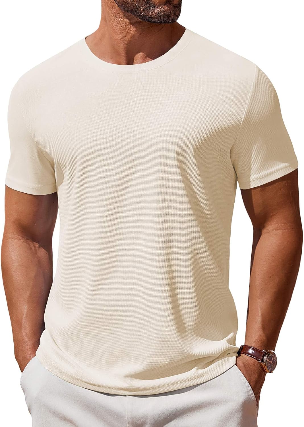 81lHb69iejL._AC_SL1500_.jpg Men's T Shirt Short Sleeve Crew Neck T-Shirt Casual Summer Classic Basic Tee Shirts - Image 1