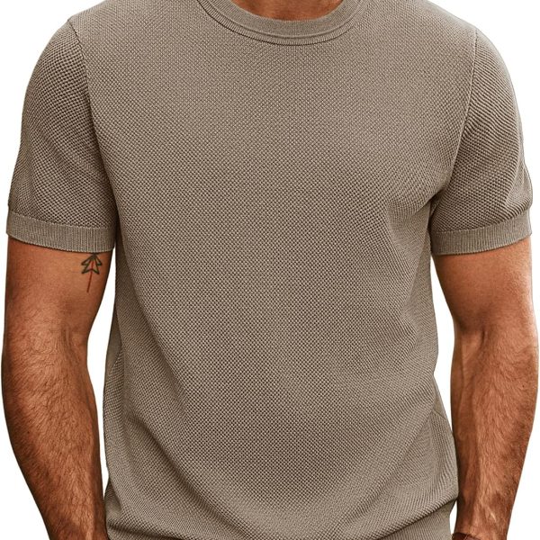 Mens Casual T-Shirts Classic Short Sleeve Knit Tees Crewneck Solid Tee Shirts