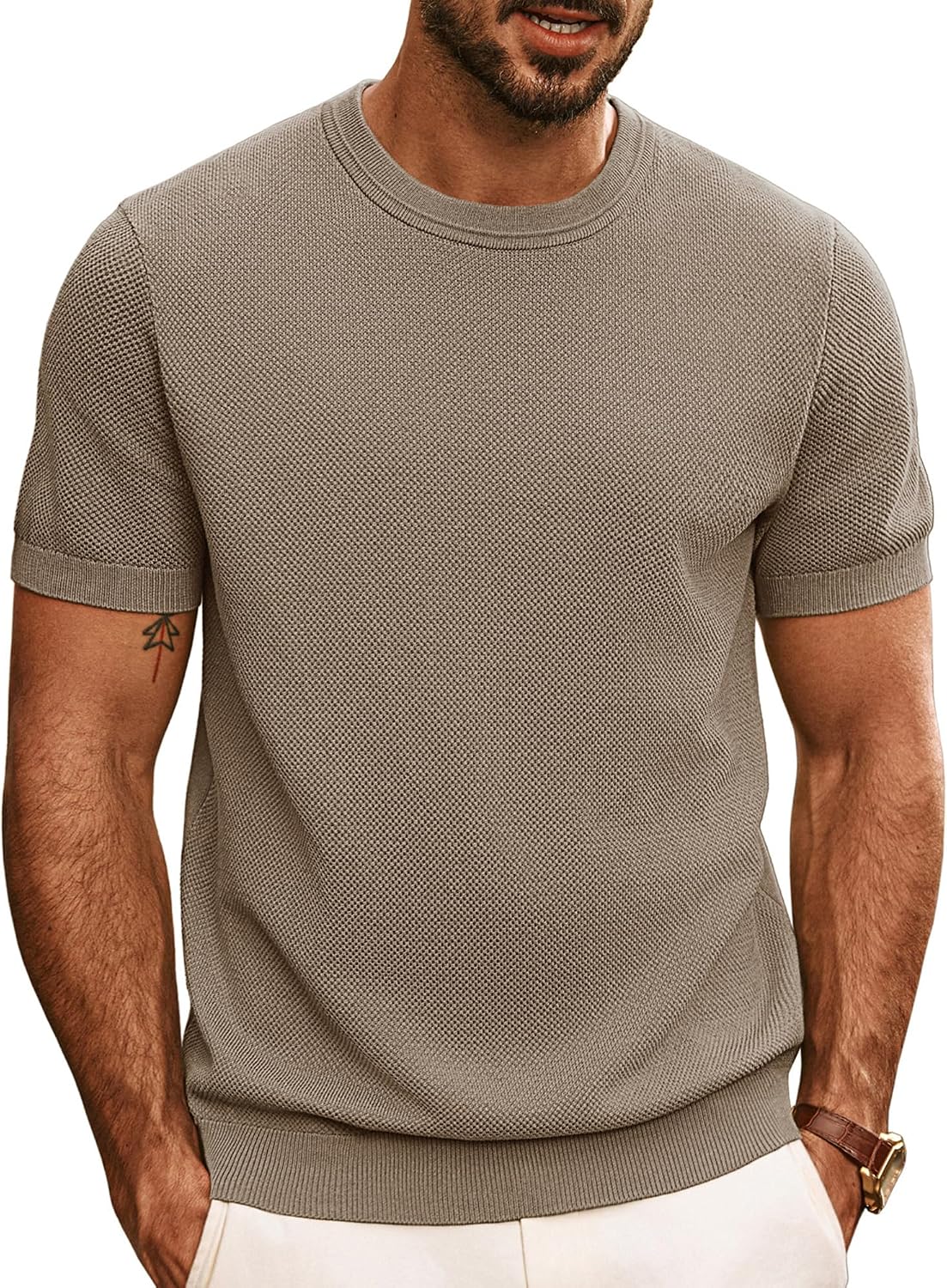 919URftStOL._AC_SL1500_.jpg Mens Casual T-Shirts Classic Short Sleeve Knit Tees Crewneck Solid Tee Shirts - Image 1